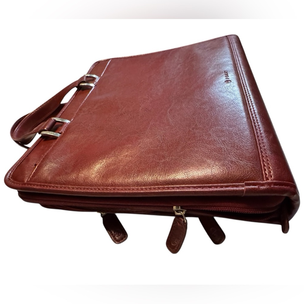 High End Foray Deep Red Women’s Briefcase Attache Vegan Leather Bag Planner - Picture 5 of 15
